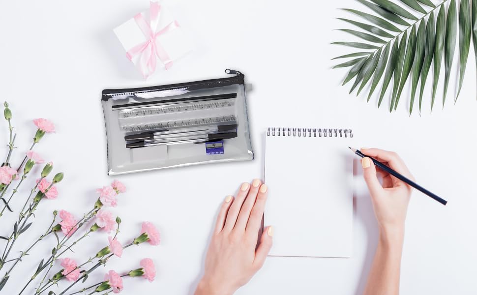 1ABOVE Clear Pencil Case Set with Stationery | 20 x 10 cm | Plastic 2