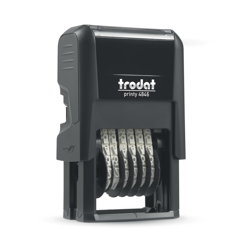Trodat Printy 4846 Number Stamp - 6 Bands, Black Ink, Impression Size 27mm x 4mm