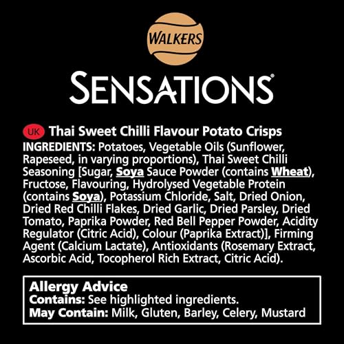 Sensations Thai Sweet Chilli Flavour Crisps Sharing Bag 150g 6