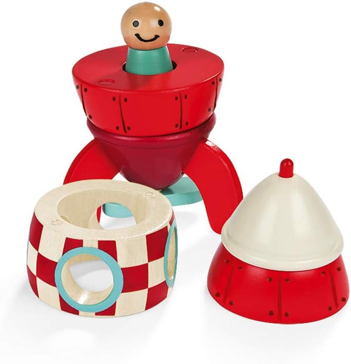 Janod Magnet Rocket Kit - Wooden Building Set for Toddlers 2-6 Years 4