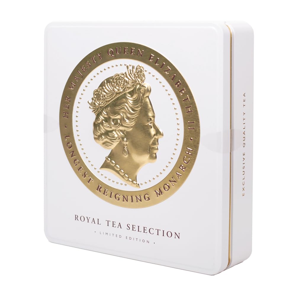 Ahmad Tea Royal Tea Selection Cameo Caddy - 32 Teabags | Ivory Caddy | Christmas Gift