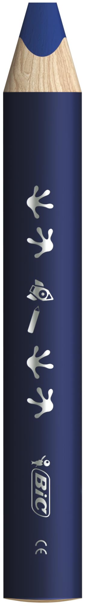 BIC Kids Multisurface Pencils 12pk - Triangular Grip with Sharpener for Drawing on Glass, Whiteboards & More