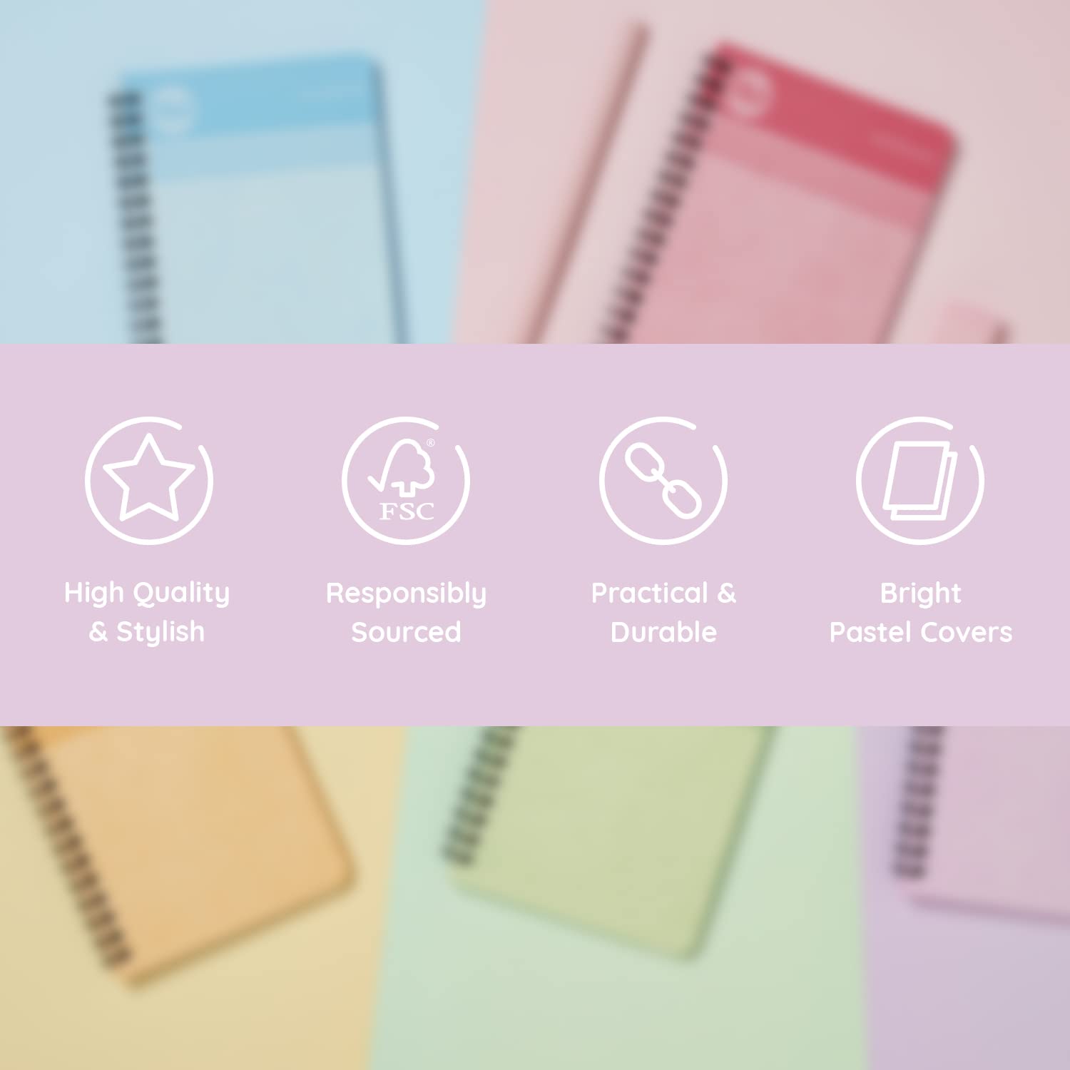 nu: Notebooks - Cloud Pastels Range - A5 Ruled Wirebound Notebook | Pink | 110 Pages 4