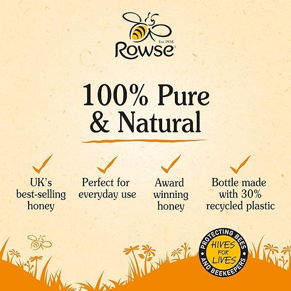 Rowse Runny Honey - 100% Pure & Natural | 1.36kg Squeezy Bottle | Liquid