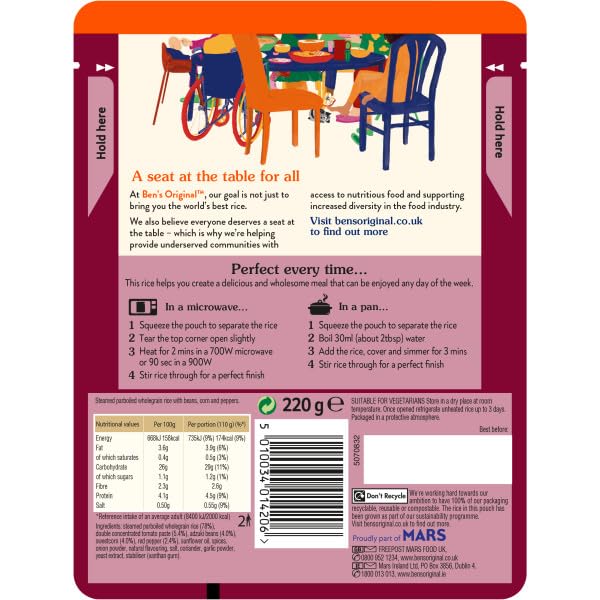 Ben's Original Wholegrain Brown Spicy Mexican Microwave Rice, 6 x 220g Pouches 7