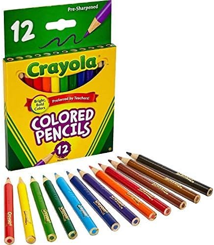 Crayola 4112 - 12 Half Length Colored Pencils, Multi-Color, Pre-Sharpened, Soft Thick Leads, Ideal for Kids Ages 3+ 4