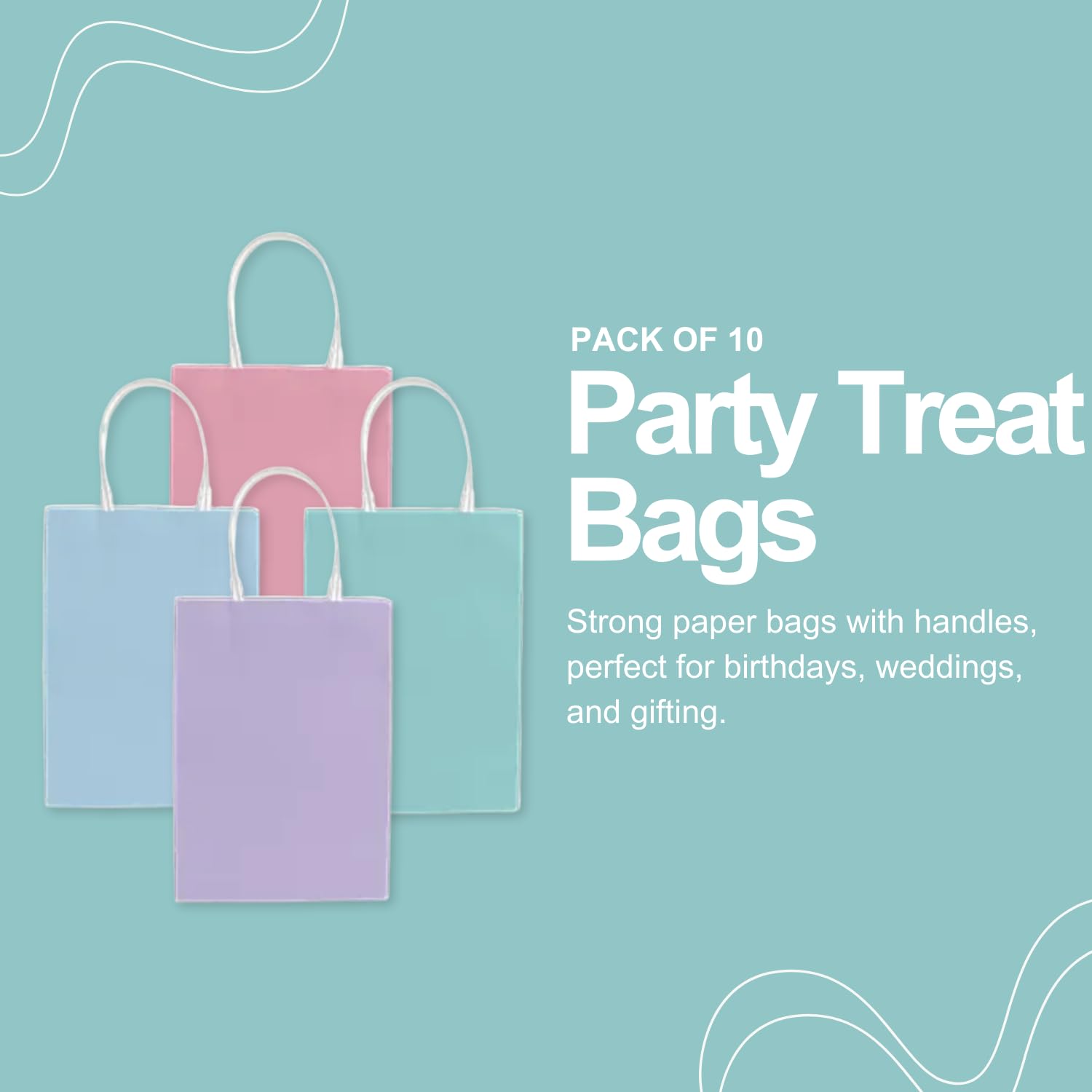 Pop Pastel Multicolour Paper Party Bags with Handles - Pack of 10 Small Gift Bags 2