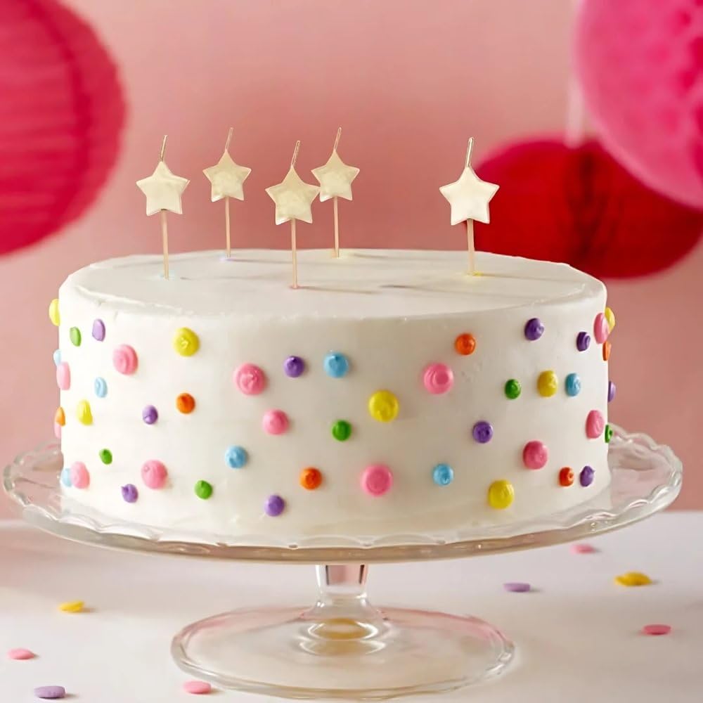 Sparkling Gold Star Birthday Candles - Pack of 6 6