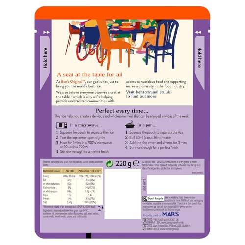 Ben's Original Pilau Microwave Rice, Bulk Multipack 6 x 220g Pouches 7