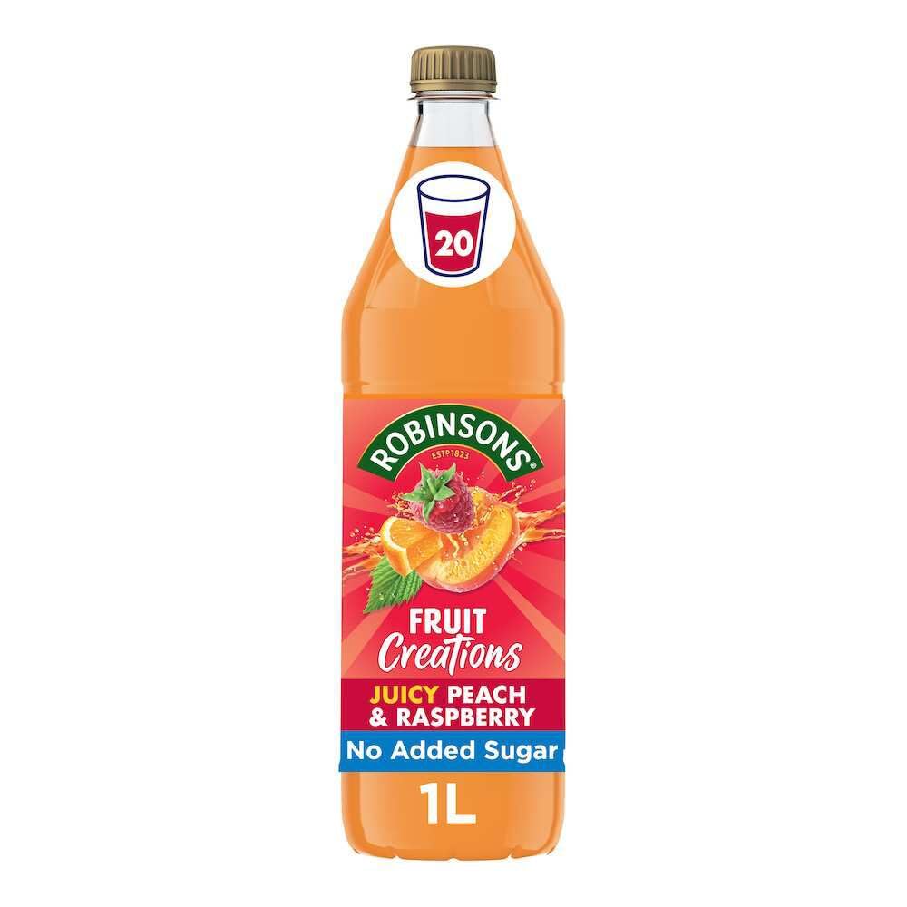 Robinsons Fruit Creations Peach & Raspberry Squash Concentrate | 1L | Low Calorie 1
