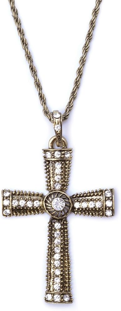 Bristol Novelty Jeweled Cross Necklace for Unisex-Adult, One Size