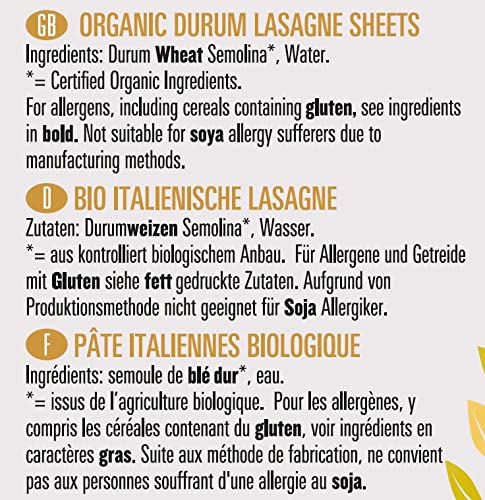 Biona White Wheat Lasagne 250g - Organic Pasta Sheets 3