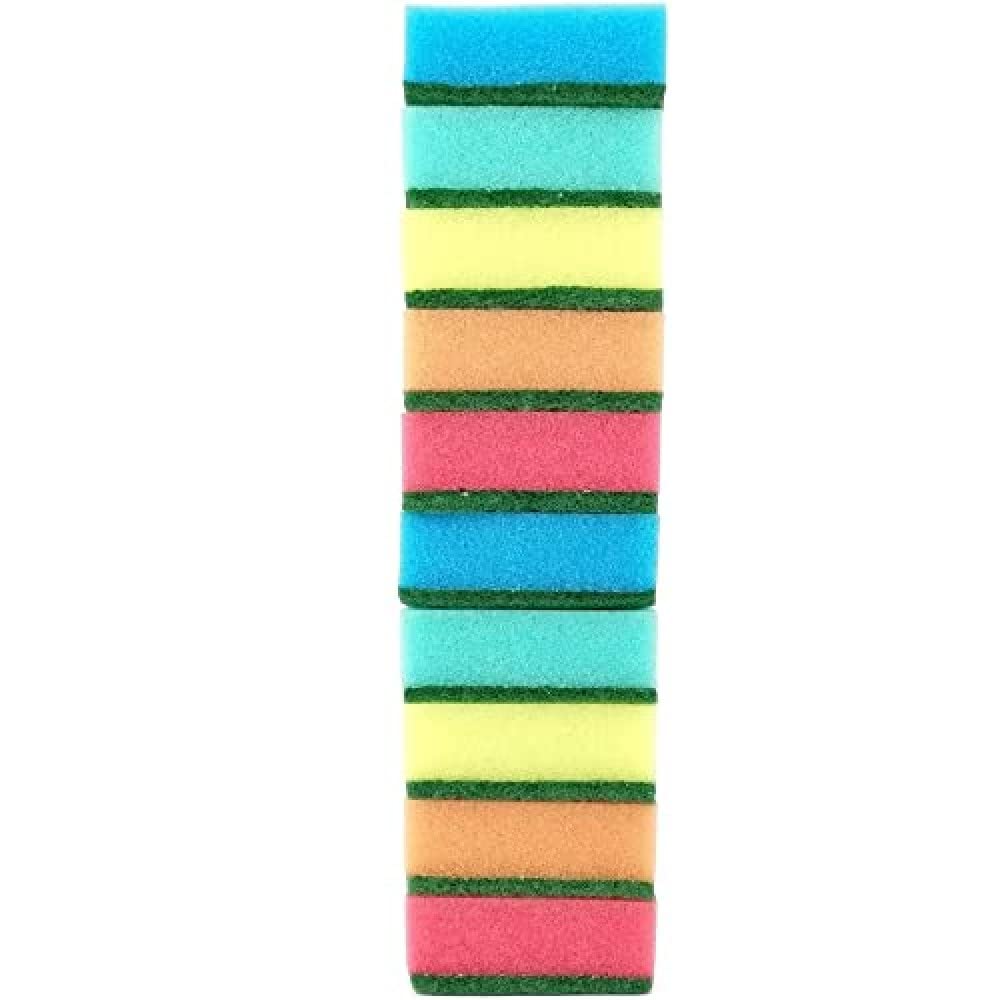 IDEA HOME Dishwashing Sponge - Dual-Sided Cleaning | Pack of 10 | Multicolor