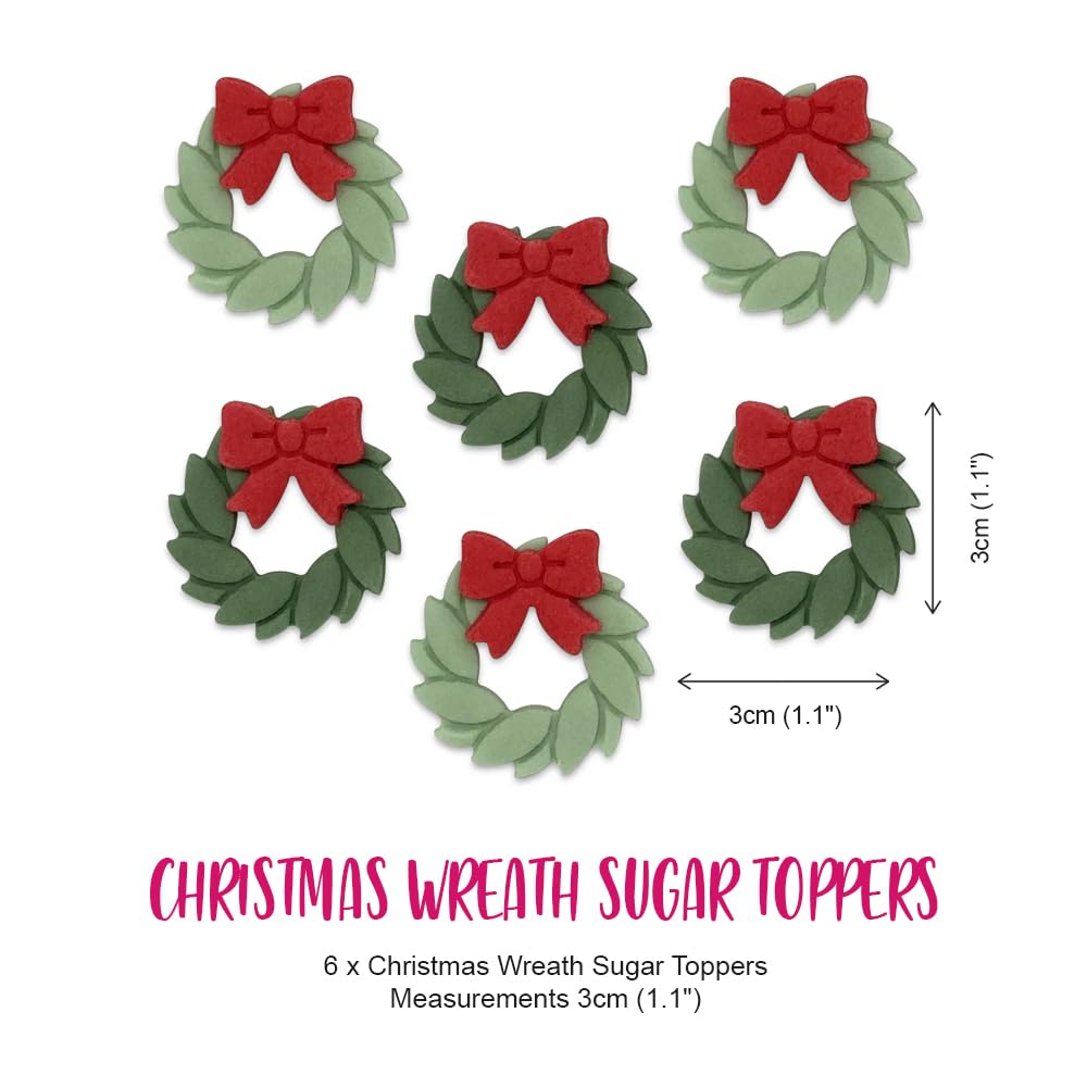 Anniversary House - Christmas Wreath Edible Fondant Cupcake Toppers 8