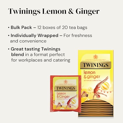Twinings Lemon and Ginger Fruit Infusion Tea Bags, 12 x 20 Individually Wrapped 4