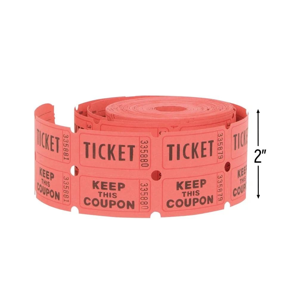 Unique Raffle Tickets - 500 Double Tickets per Roll | Paper | Red, Green, or Blue