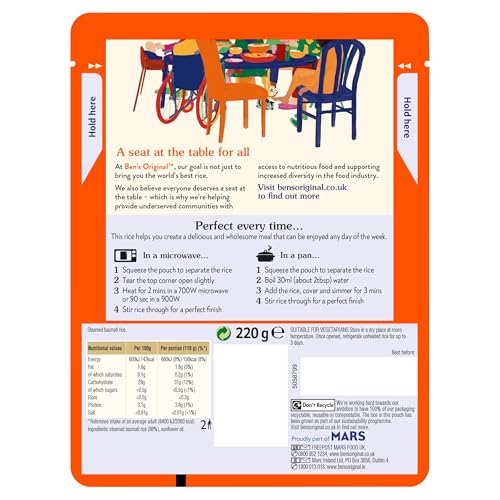 Ben's Original Basmati Microwave Rice, Bulk Multipack 6 x 220 g Pouches 7