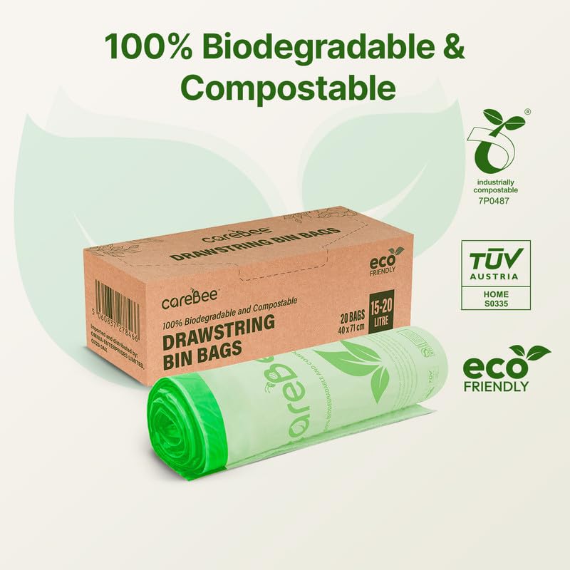 CareBee Heavy Duty Drawstring Bin Bags | 15-20L Capacity | Pack of 20 3