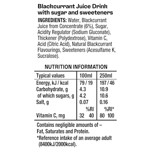 Ribena - Blackcurrant Juice Drink Cartons 6x250ml 4