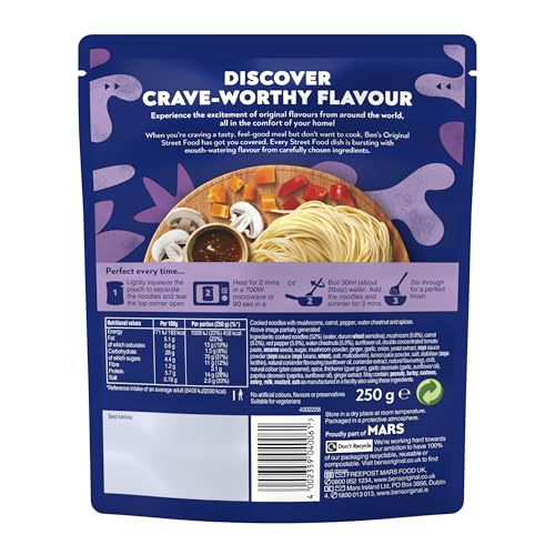 Ben's Original - Street Food Chinesische Chow Mein Style Nudeln Fertiggericht (6x 250g) 7