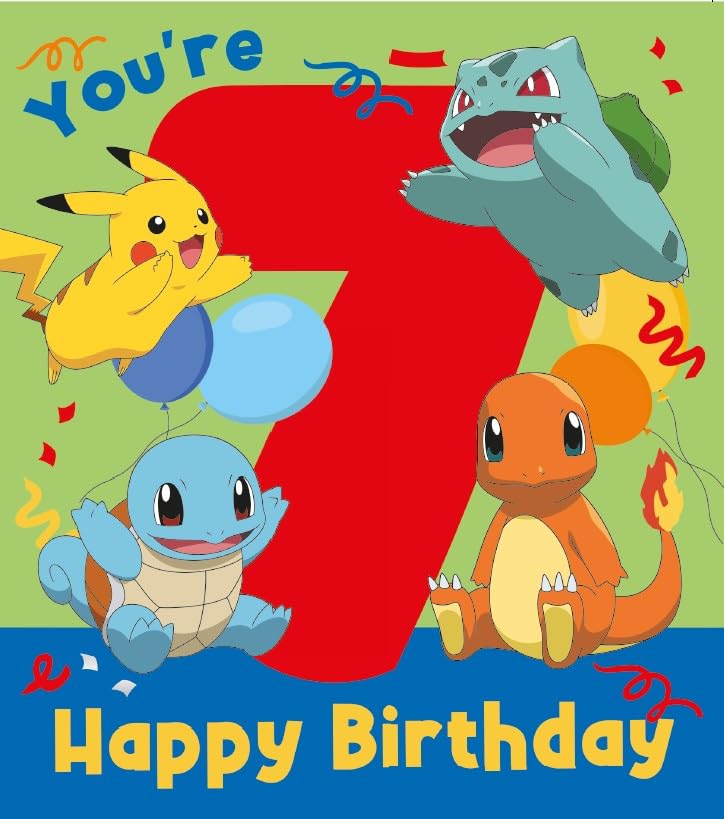 Danilo Promotions LTD Pokémon Birthday Card - Age 7 | Multi Color | Standard Size