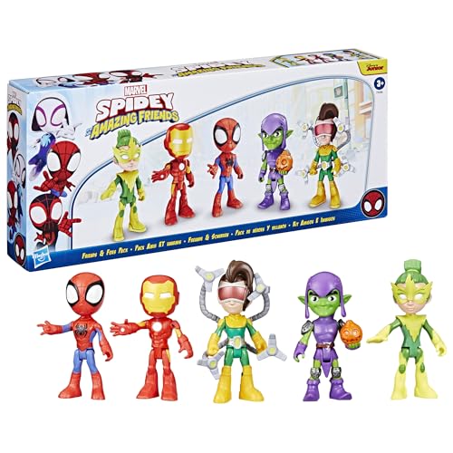 Marvel Spidey and His Amazing Friends Friends & Foes Pack - 5-Pack Poseable Action Figures for Kids 12