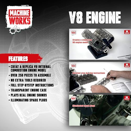 Machine Works V8 Engine Model Kit - 250+ Piece Educational Building Set with Augmented Reality, 8 Years+ 7
