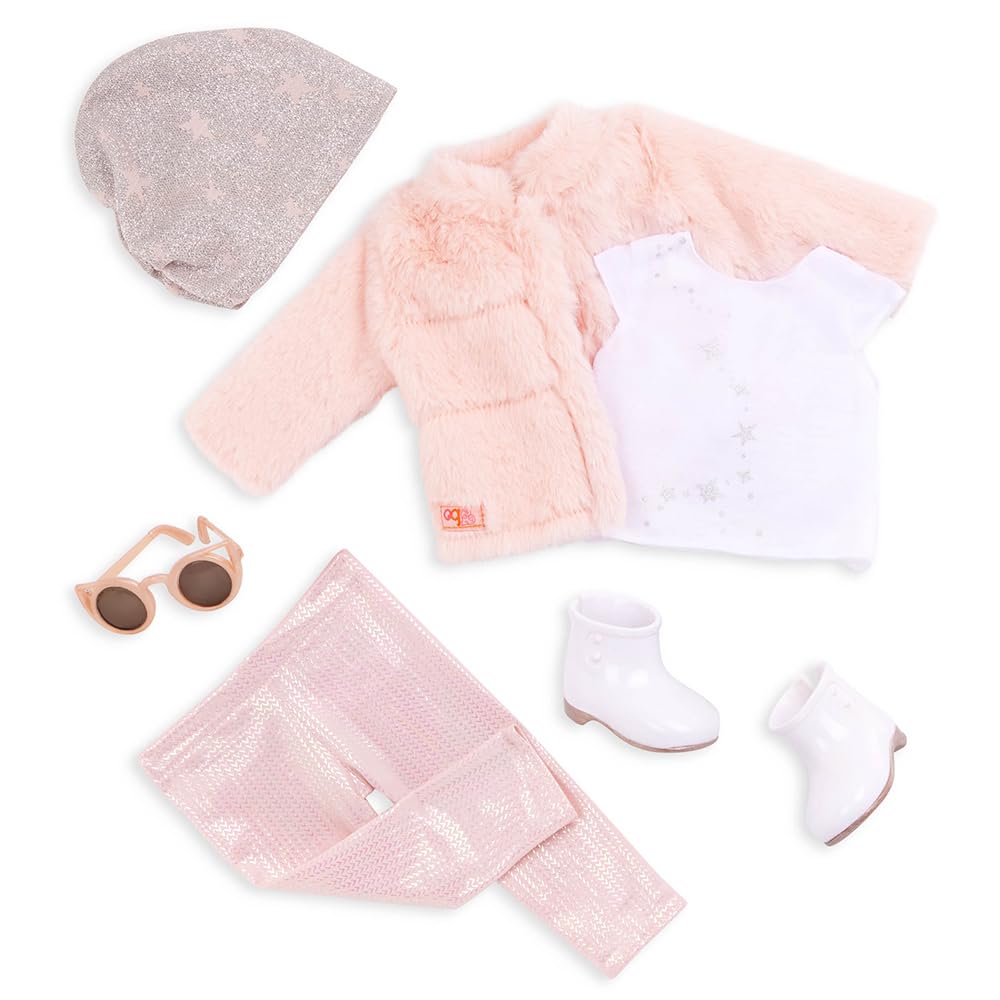 Our Generation Pink Faux-Fur Coat Outfit for 18-inch Dolls - Fashion Playset for Ages 3+ 1