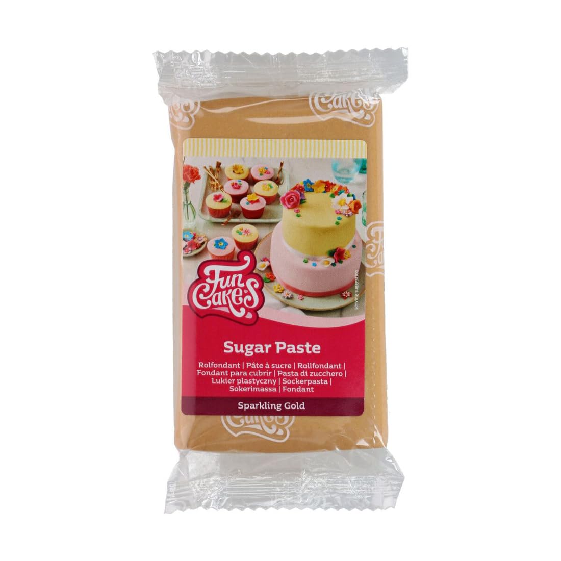 FunCakes Sugar Paste Sparkling Gold (1 Piece) - Edible Cake Decorating Fondant with Vanilla Flavor