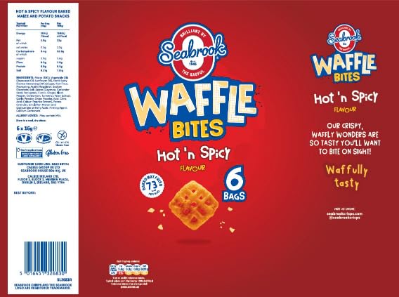 Seabrook Waffle Bites Hot & Spicy 6 Pack (6 x 16g) 3