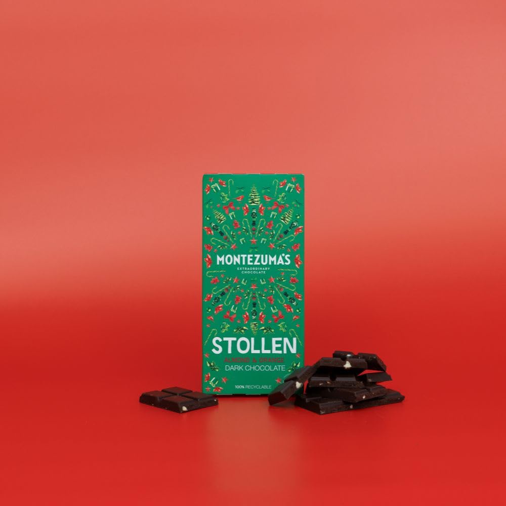 Montezuma's Christmas Stollen Bar - Dark Chocolate with Almond & Orange, 90g