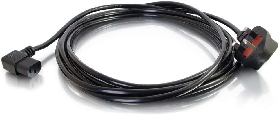 C2G 5m 18 AWG Right Angle Power Cable IEC320C13R to BS1363 - Heavy Duty Kettle Lead 3