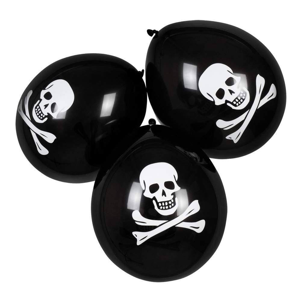 Pirate Skull & Crossbones Balloons - 15Pk Latex Party Decorations for Halloween & Birthday
