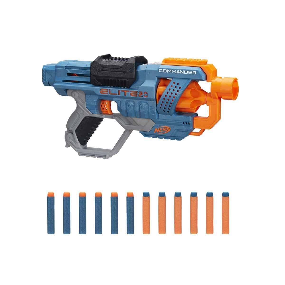 Nerf Elite 2.0 Commander RD-6 Blaster - 6-Dart Drum, Slam Fire, Tactical Rails - Ages 8+