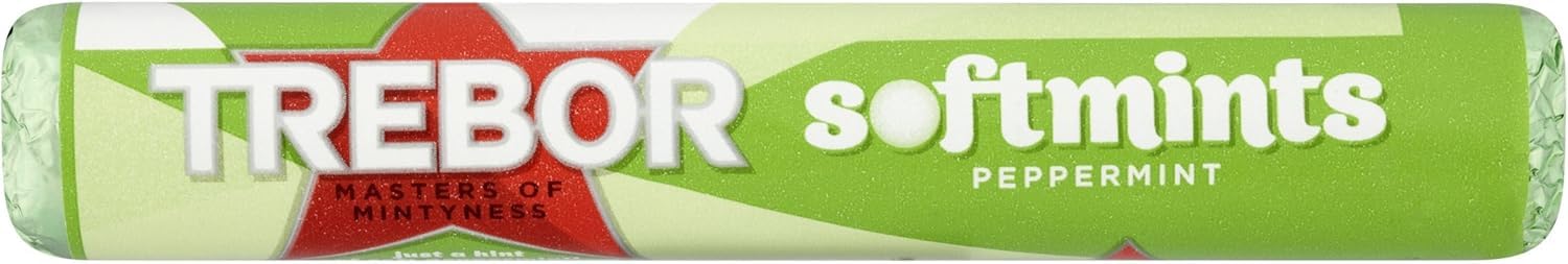 Trebor Softmints Peppermint Flavour, 44 Pack, Vegan & Vegetarian Friendly Chewy Mints with Crunchy Shell