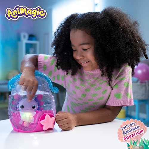Animagic Let's Glo Axolotl Bubble Reef Twin Pack - Interactive Light-Up Electronic Pet Playset for Kids 8