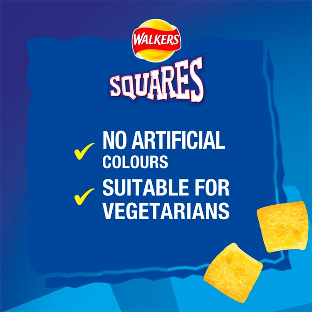 Walkers Squares Salt & Vinegar Potato Snacks 27.5g - 32 Pack