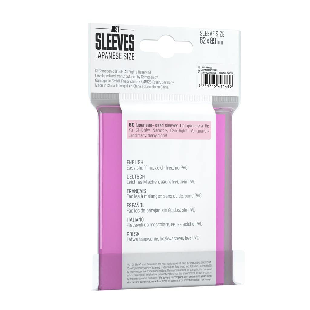 Gamegenic Japanese Size Prime Card Sleeves | 62 x 89 mm | Pink | 60 Count