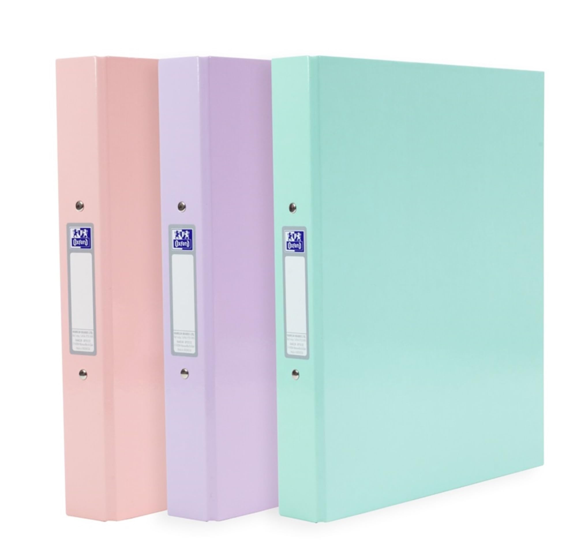 Oxford A4 O-Ring Binder - 40mm Spine, 250 Sheet Capacity, Pack of 3 Pastel Folders