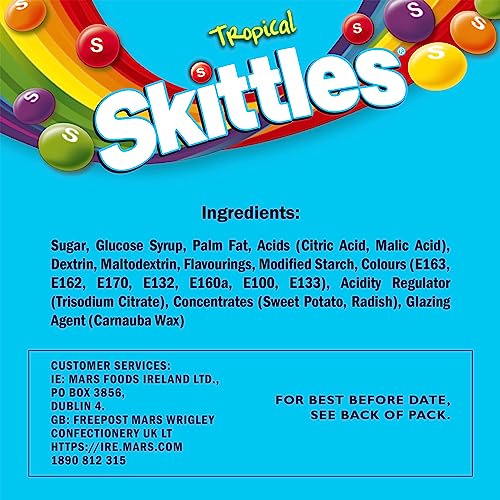Skittles Tropical Fruit Chewy Sweets Vegan Pouch 136g