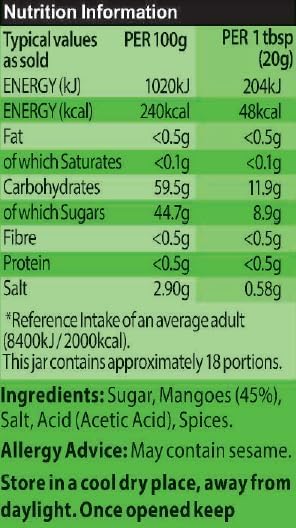 Sharwood's Indian Green Label Mango Chutney – Sweet & Tangy Indian Condiment, 227g Jar