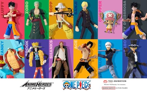 BANDAI One Piece Anime Heroes Monkey D. Luffy Action Figure - 17cm Articulated Pirate Toy with Swappable Hands 11