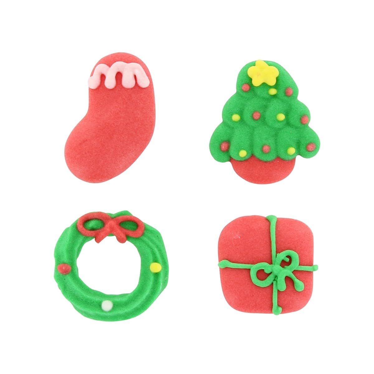 Culpitt - Christmas Icons Sugar Pipings Edible Royal Icing Cake & Cupcake Toppers Festive Red and Green