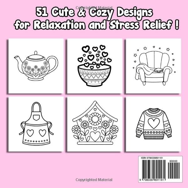 Cozy Girl Bold and Easy Coloring Book - Relaxing Art Therapy for All Ages (51 Unique Designs)