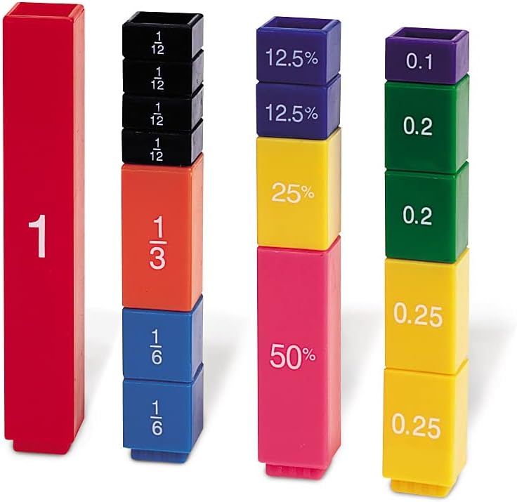 Learning Resources Fraction Tower Cubes - Educational Interlocking Math Manipulatives for Ages 6-10 3