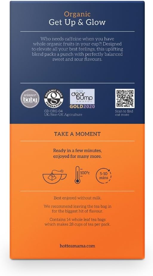 HOTTEA MAMA Get Up & Glow Organic Whole Fruit Tea | Vitamin C Rich | Caffeine-Free Pregnancy & Breastfeeding Tea 4