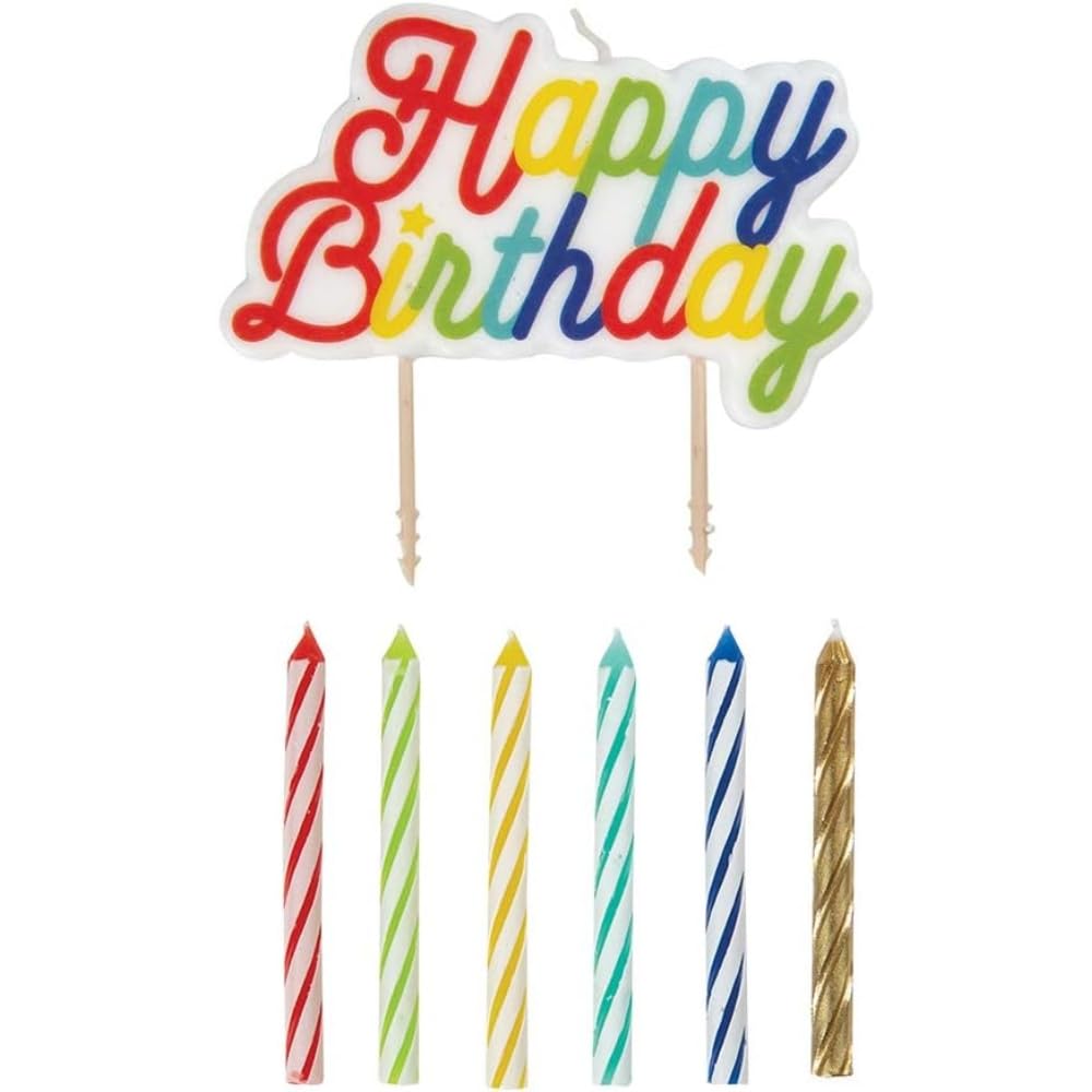 Unique Party Spiral Birthday Candles Pack of 12 with 'Happy Birthday' Pick Topper | Wax, Unscented
