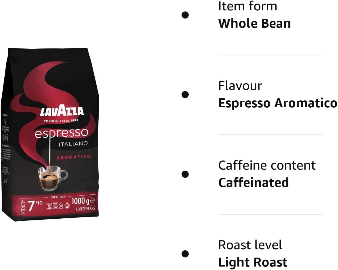 Lavazza Espresso Aromatico - 1 kg Light Roast Whole Bean Coffee
