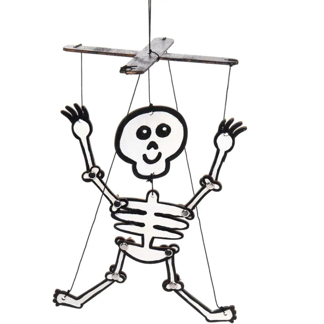 Baker Ross AX245 Skeleton Wooden Puppet Craft Kit - Pack of 3 3