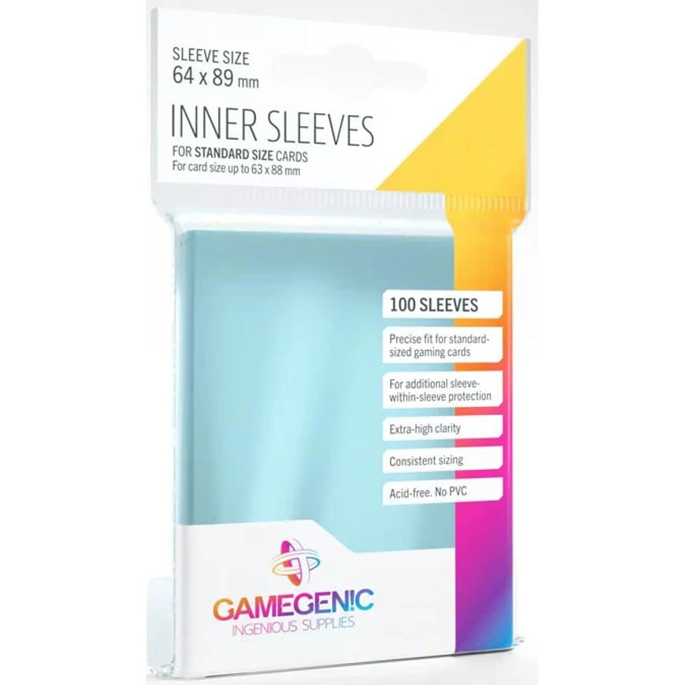 Gamegenic Inner Sleeves - 100 Pack Clear PVC Sleeves for Trading Cards GG1013
